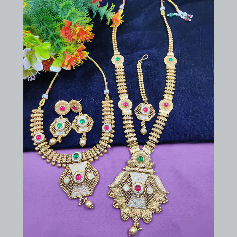 Gehana Mahal Copper Gold Pota Stone Necklace Combo