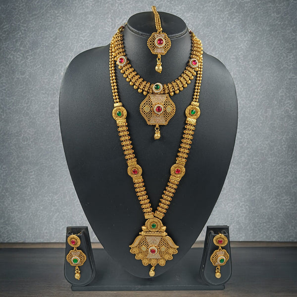 Gehana Mahal Copper Gold Pota Stone Necklace Combo