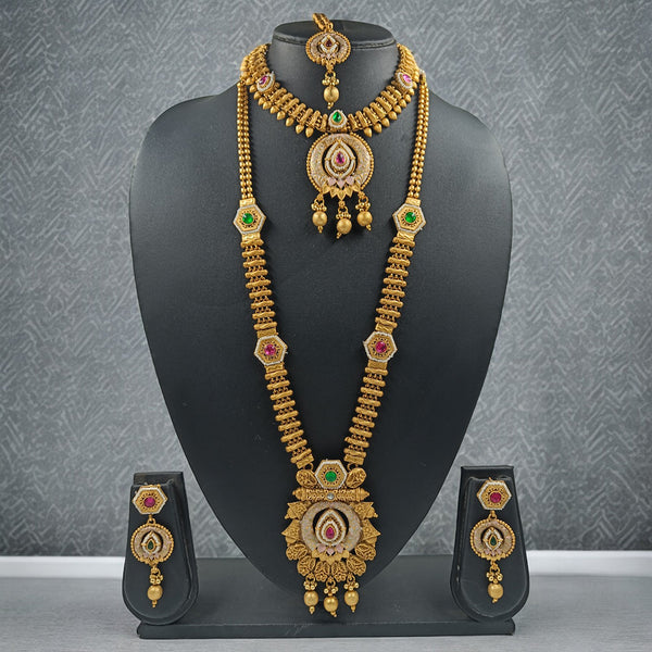 Gehana Mahal Copper Gold Pota Stone Necklace Combo