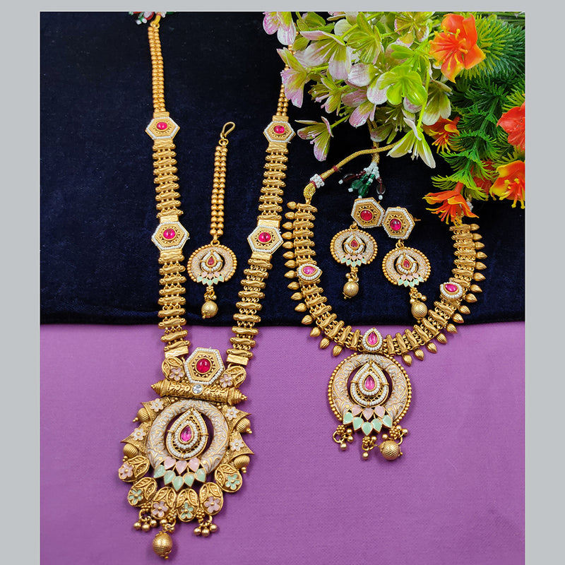 Gehana Mahal Copper Gold Pota Stone Necklace Combo