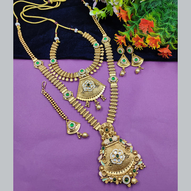 Gehana Mahal Copper Gold Pota Stone Necklace Combo