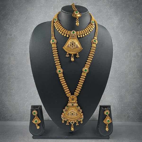 Gehana Mahal Copper Gold Pota Stone Necklace Combo