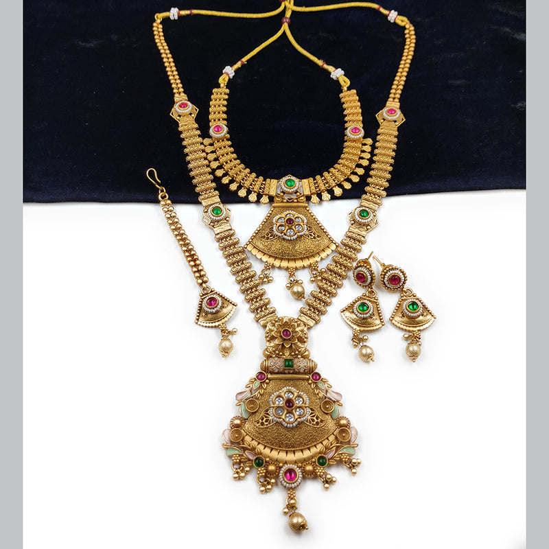 Gehana Mahal Copper Gold Pota Stone Necklace Combo