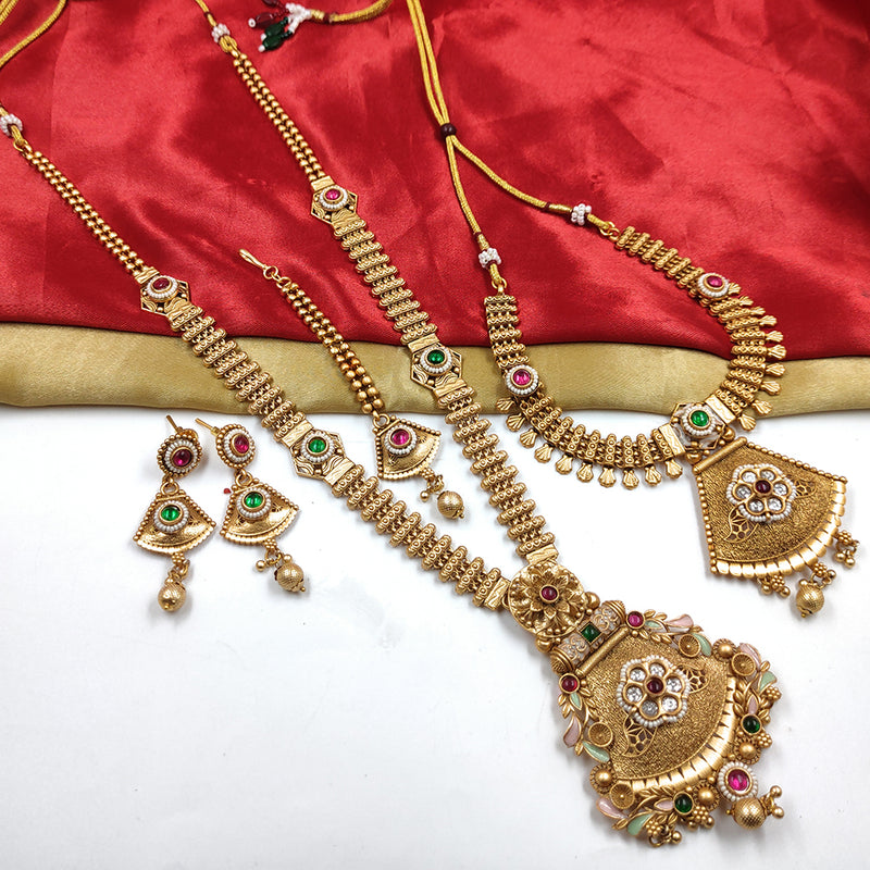 Gehana Mahal Copper Gold Pota Stone Necklace Combo