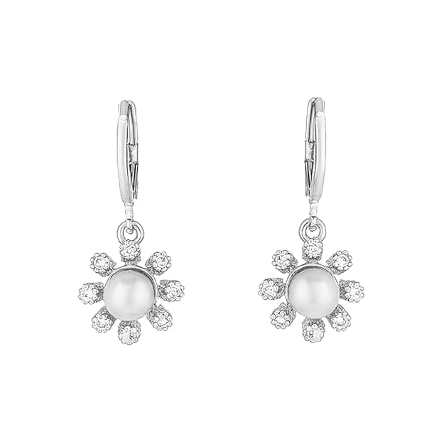 Etnico Silver Plated CZ American Diamond Chain Pendent Jewellery Set for Women