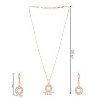 Etnico Rose Gold Plated CZ American Diamond Chain Pendent Set for Women