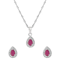Etnico Latest Stylish Silver Plated CZ American Diamond Teardrop Pendant Set For Women