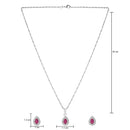 Etnico Latest Stylish Silver Plated CZ American Diamond Teardrop Pendant Set For Women