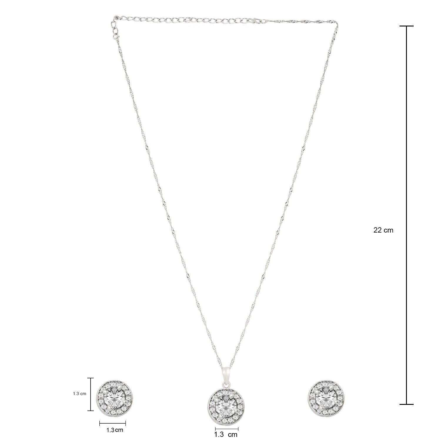 Etnico Latest Stylish CZ American Diamond Teardrop Pendant Set For Women