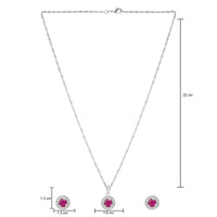 Etnico Latest Stylish Silver Plated CZ American Diamond Teardrop Pendant Set For Women