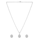Etnico Latest Stylish Silver Plated CZ American Diamond Teardrop Pendant Set For Women