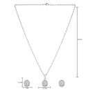 Etnico Latest Stylish Silver Plated CZ American Diamond Teardrop Pendant Set For Women
