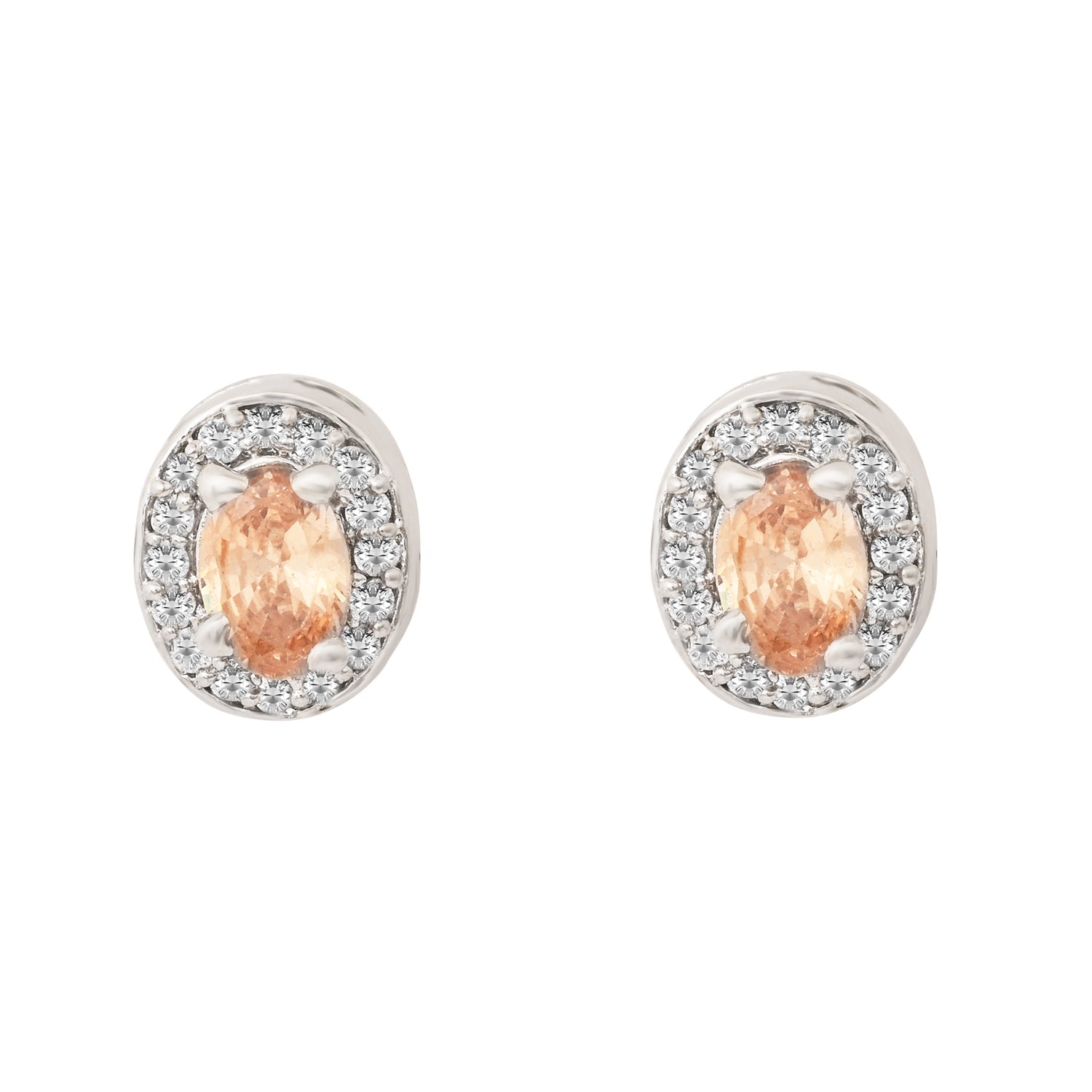 Etnico Latest Stylish Silver Plated CZ American Diamond Teardrop Pendant Set For Women