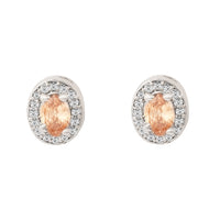 Etnico Latest Stylish Silver Plated CZ American Diamond Teardrop Pendant Set For Women