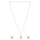 Etnico Latest Stylish Silver Plated CZ American Diamond Teardrop Pendant Set For Women