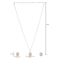 Etnico Latest Stylish Silver Plated CZ American Diamond Teardrop Pendant Set For Women