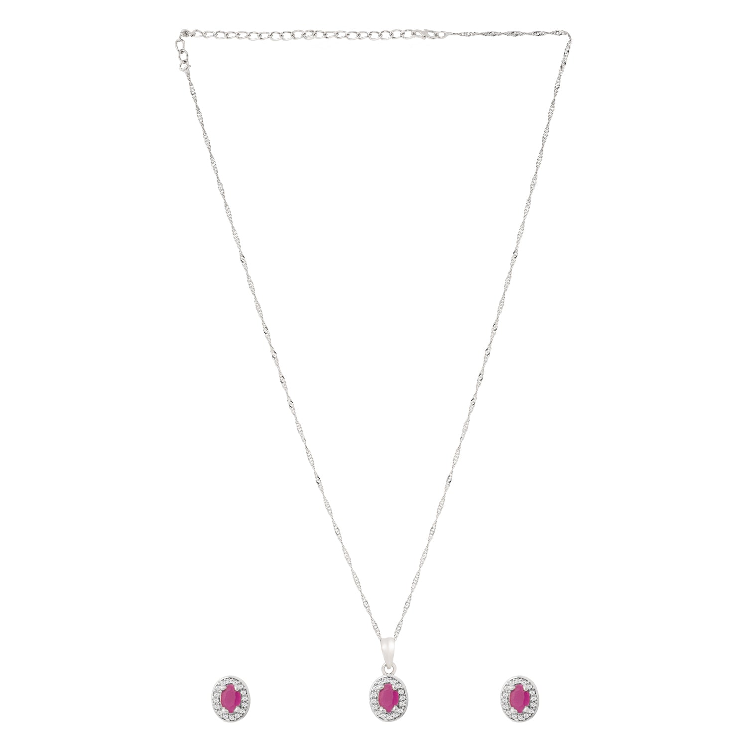 Etnico Latest Stylish Silver Plated CZ American Diamond Set For Women