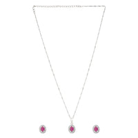 Etnico Latest Stylish Silver Plated CZ American Diamond Set For Women