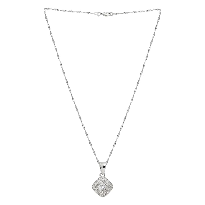 Etnico Silver Plated Cubic Zirconia American Diamond Set for Women