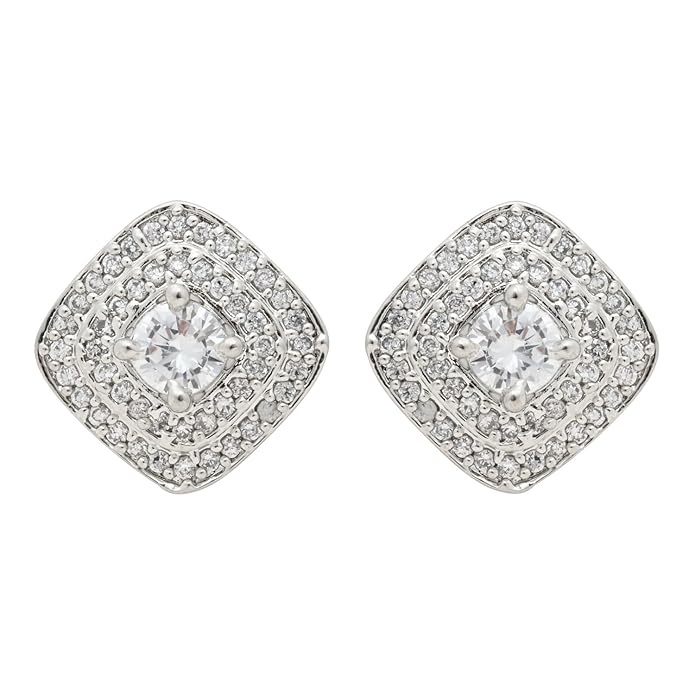 Etnico Silver Plated Cubic Zirconia American Diamond Set for Women