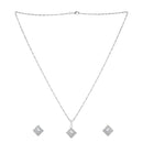 Etnico Latest Stylish Silver Plated CZ American Diamond Pendant Set For Women