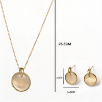 Etnico Round Mother of Pearl Pendant Necklace with Matching Stud Earrings Set for Women
