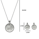 Etnico Round Mother of Pearl Pendant Necklace with Matching Stud Earrings Set for Women