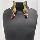 Chiccharm Jewellery Pota Stone And Pearl Brass And Copper Rajwadi Necklace Set