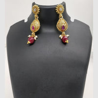 Chiccharm Jewellery Pota Stone And Pearl Brass And Copper Rajwadi Necklace Set
