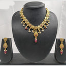 Chiccharm Jewellery Pota Stone And Pearl Brass And Copper Rajwadi Necklace Set