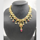 Chiccharm Jewellery Pota Stone And Pearl Brass And Copper Rajwadi Necklace Set