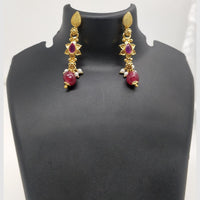 Chiccharm Jewellery Pota Stone And Pearl Brass And Copper Rajwadi Necklace Set