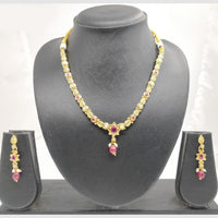 Chiccharm Jewellery Pota Stone And Pearl Brass And Copper Rajwadi Necklace Set
