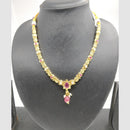 Chiccharm Jewellery Pota Stone And Pearl Brass And Copper Rajwadi Necklace Set