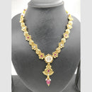 Chiccharm Jewellery Pota Stone And Pearl Brass And Copper Rajwadi Necklace Set