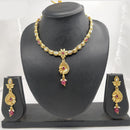 Chiccharm Jewellery Pota Stone And Pearl Brass And Copper Rajwadi Necklace Set