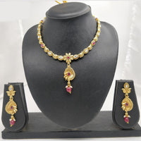 Chiccharm Jewellery Pota Stone And Pearl Brass And Copper Rajwadi Necklace Set