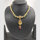 Chiccharm Jewellery Pota Stone And Pearl Brass And Copper Rajwadi Necklace Set