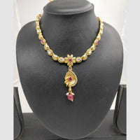 Chiccharm Jewellery Pota Stone And Pearl Brass And Copper Rajwadi Necklace Set