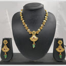 Chiccharm Jewellery Pota Stone And Pearl Brass And Copper Rajwadi Necklace Set