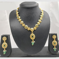 Chiccharm Jewellery Pota Stone And Pearl Brass And Copper Rajwadi Necklace Set