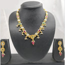 Chiccharm Jewellery Pota Stone And Pearl Brass And Copper Rajwadi Necklace Set