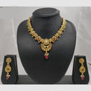 Chiccharm Jewellery Pota Stone And Pearl Brass And Copper Rajwadi Necklace Set