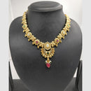 Chiccharm Jewellery Pota Stone And Pearl Brass And Copper Rajwadi Necklace Set