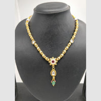 Chiccharm Jewellery Pota Stone And Pearl Brass And Copper Rajwadi Necklace Set