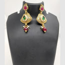 Chiccharm Jewellery Pota Stone And Pearl Brass And Copper Rajwadi Necklace Set