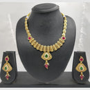 Chiccharm Jewellery Pota Stone And Pearl Brass And Copper Rajwadi Necklace Set