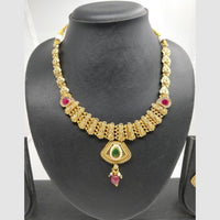 Chiccharm Jewellery Pota Stone And Pearl Brass And Copper Rajwadi Necklace Set