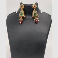 Chiccharm Jewellery Pota Stone And Pearl Brass And Copper Rajwadi Necklace Set