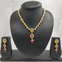 Chiccharm Jewellery Pota Stone And Pearl Brass And Copper Rajwadi Necklace Set